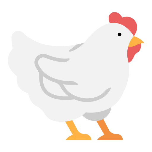 A white chicken with a red crest is standing on its hind legs on a white background.