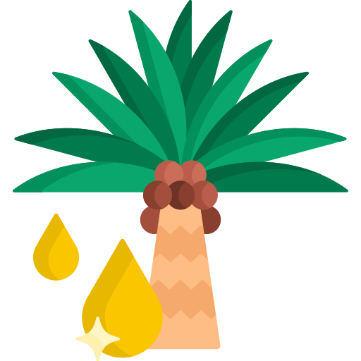 A palm tree with drops of oil coming out of it.