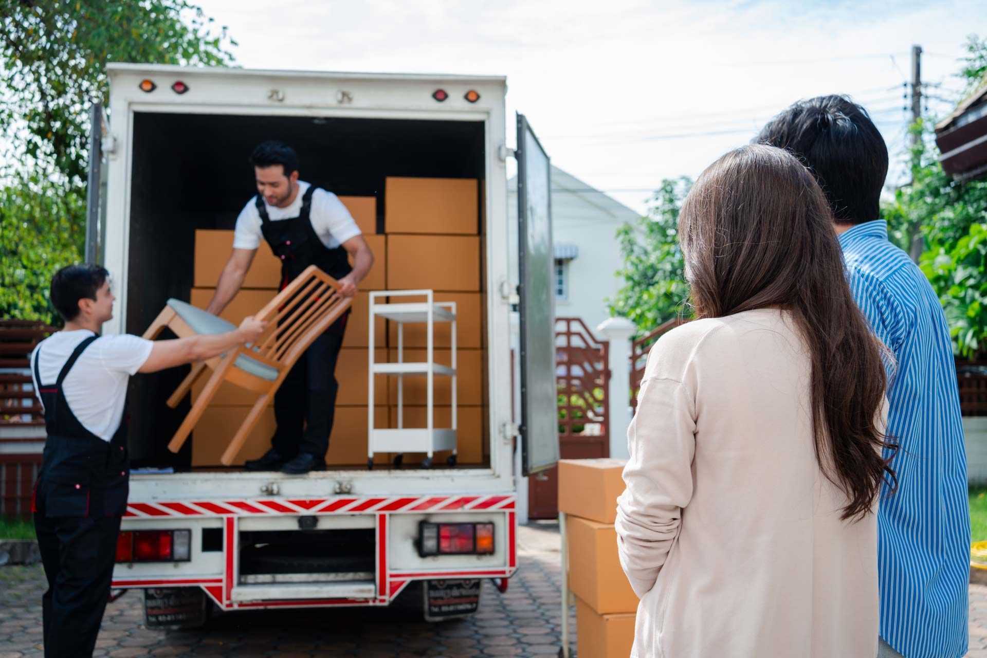 Loading Furniture and Other Boxes in Van