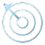 Light blue target with an arrow hitting the bullseye