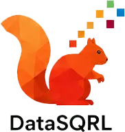 Orange squirrel logo with colorful squares above the text “DataSQRL”
