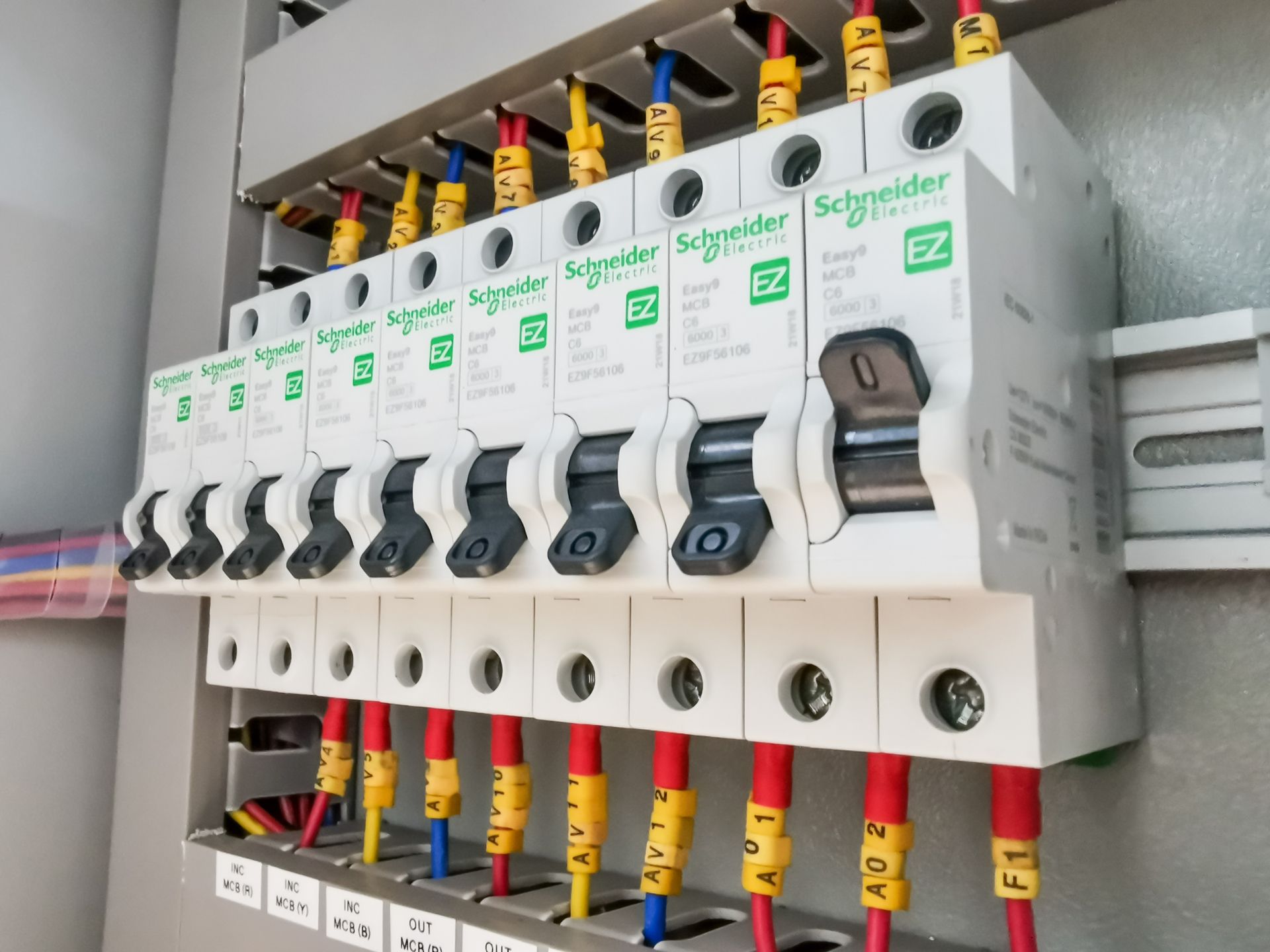 A Row of Schneider Electrical Boxes