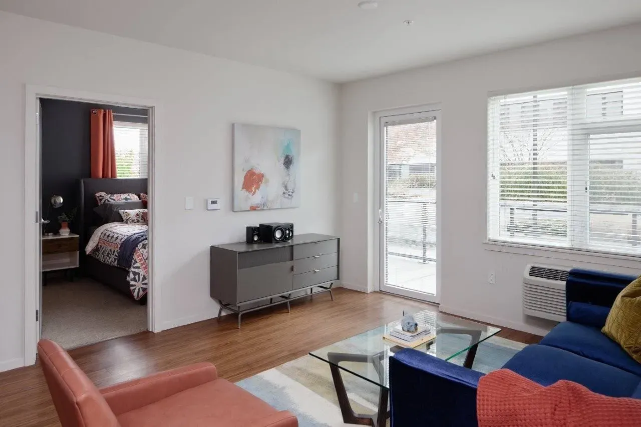Living room and bedroom of an apartment
