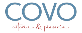 Logo per Covo Osteria & Pizzeria in blu e rosso;