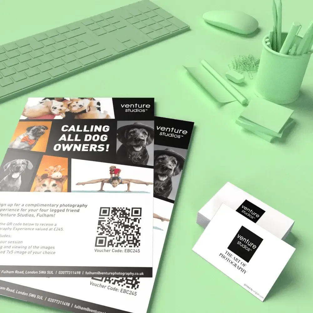 Flyers and business cards promoting