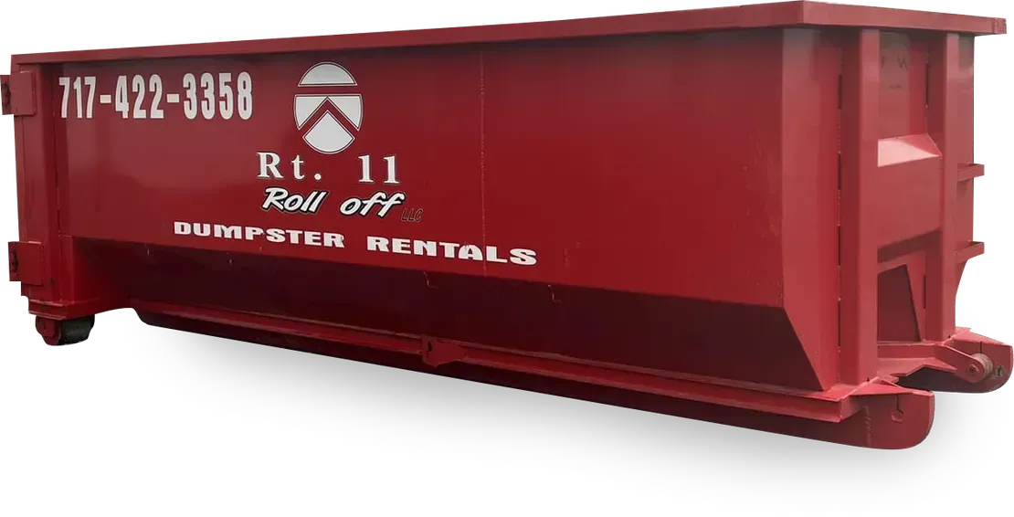 Route 11 Roll Offs dumpster placed on a residential driveway in Carlisle PA