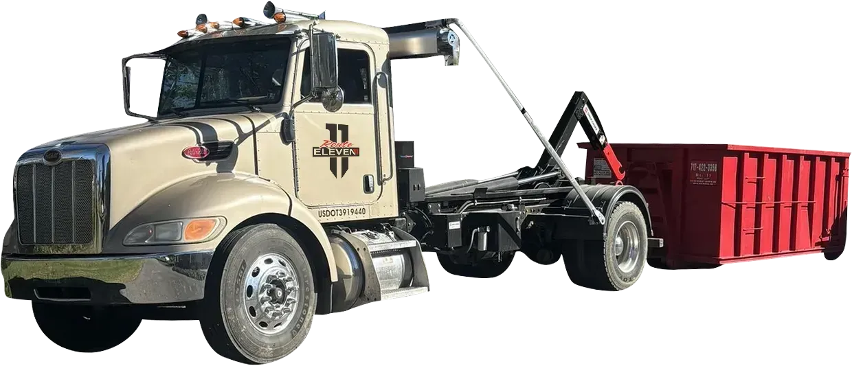 Route 11 Roll Offs roll off truck delivering a dumpster in Chambersburg PA