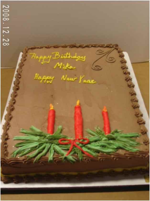 Chocolate frosted rectangular cake decorated with 