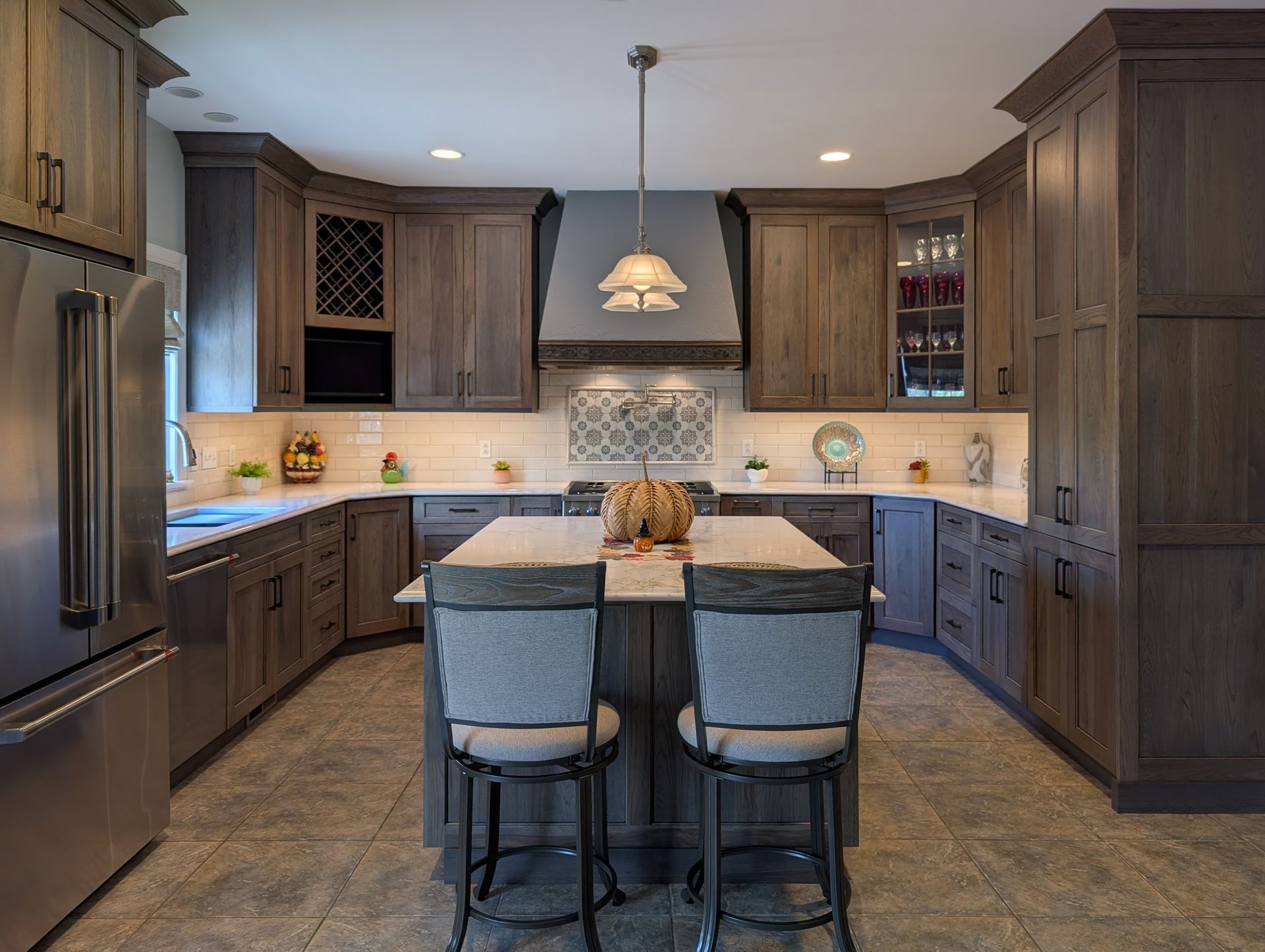 Rustic hickory kitchen remodel ideas in Western Pennsylvania