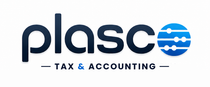 Plasc logo with blue icon and the text “Tax Preparation & Bookkeeping”