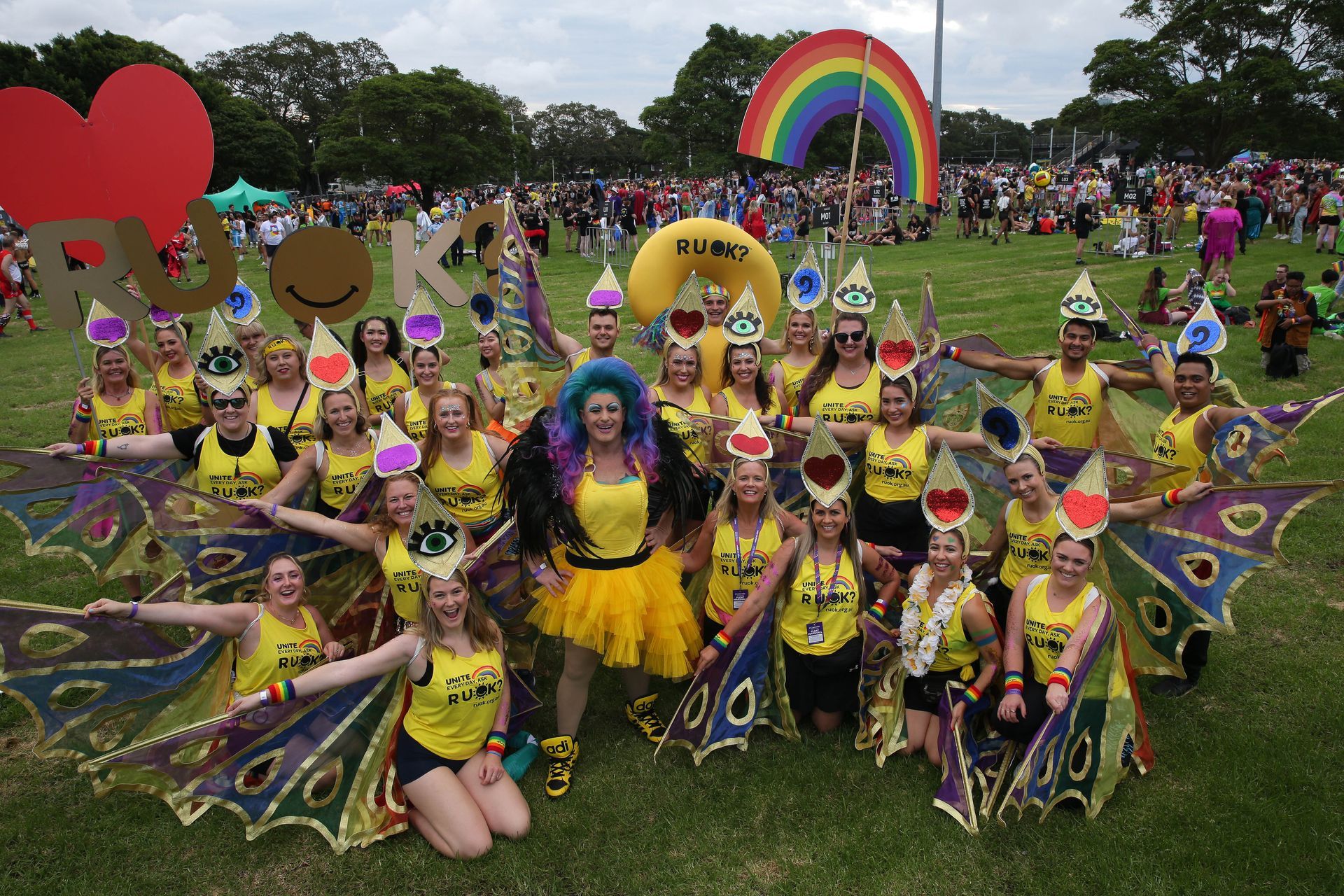 The R U OK? crew celebrating Mardi Gras together