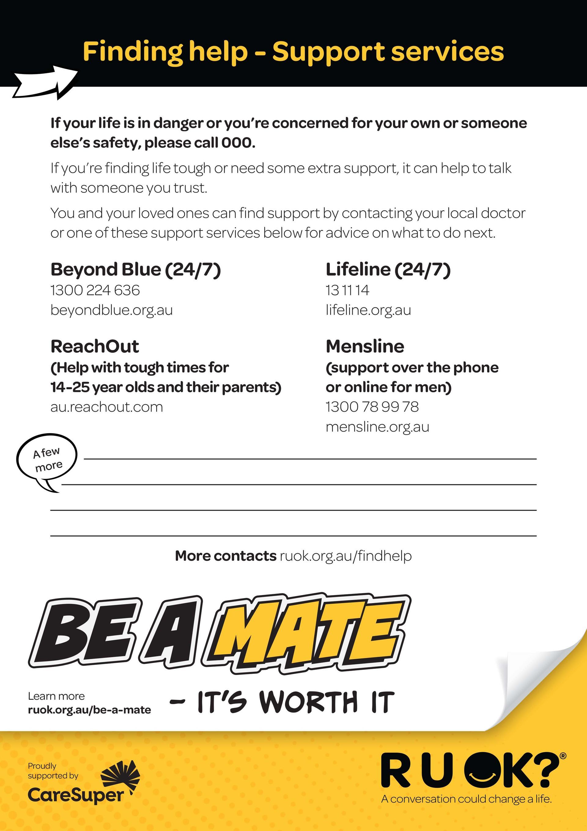 Be a Mate Support Services poster