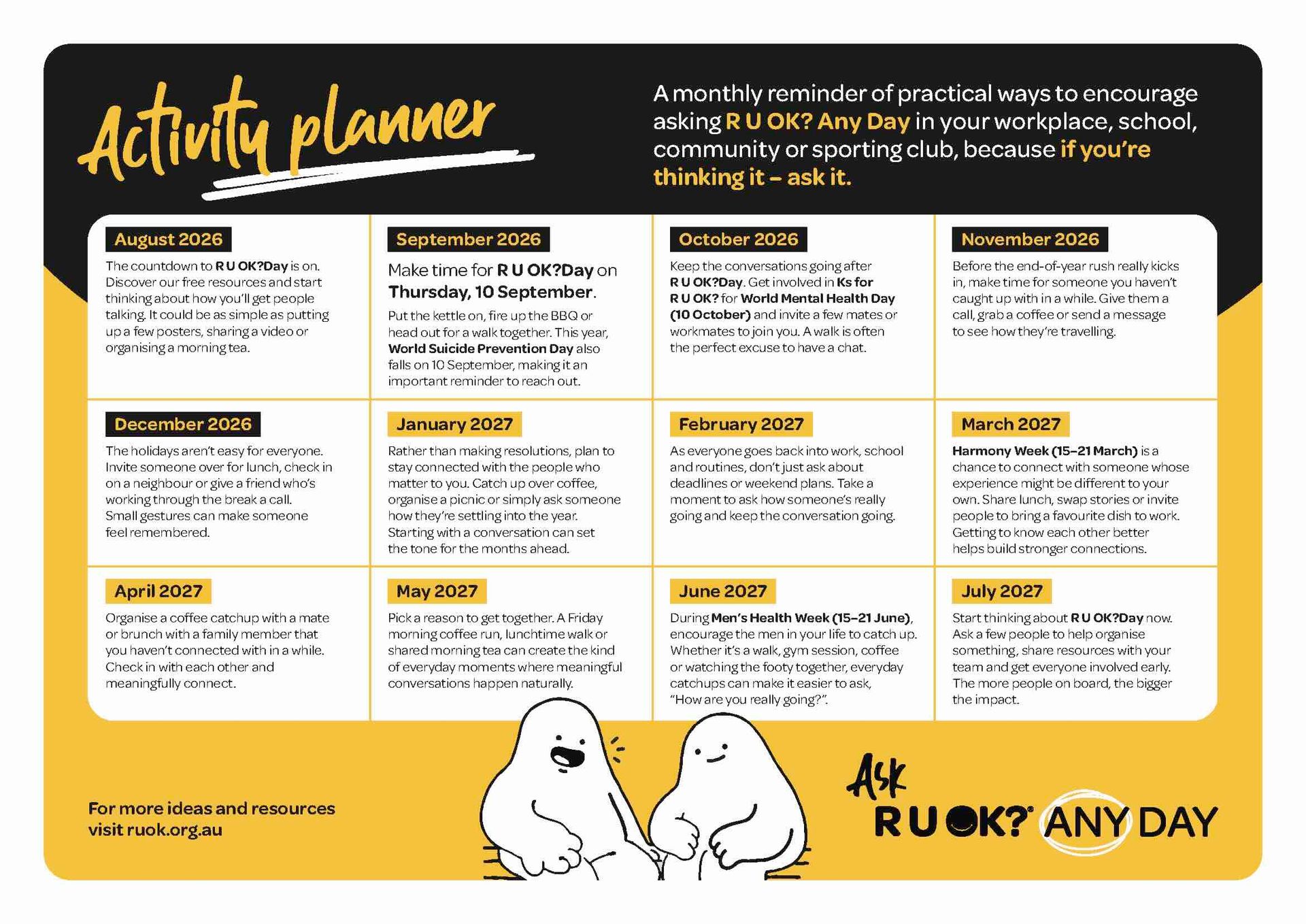 R U OK? activity planner