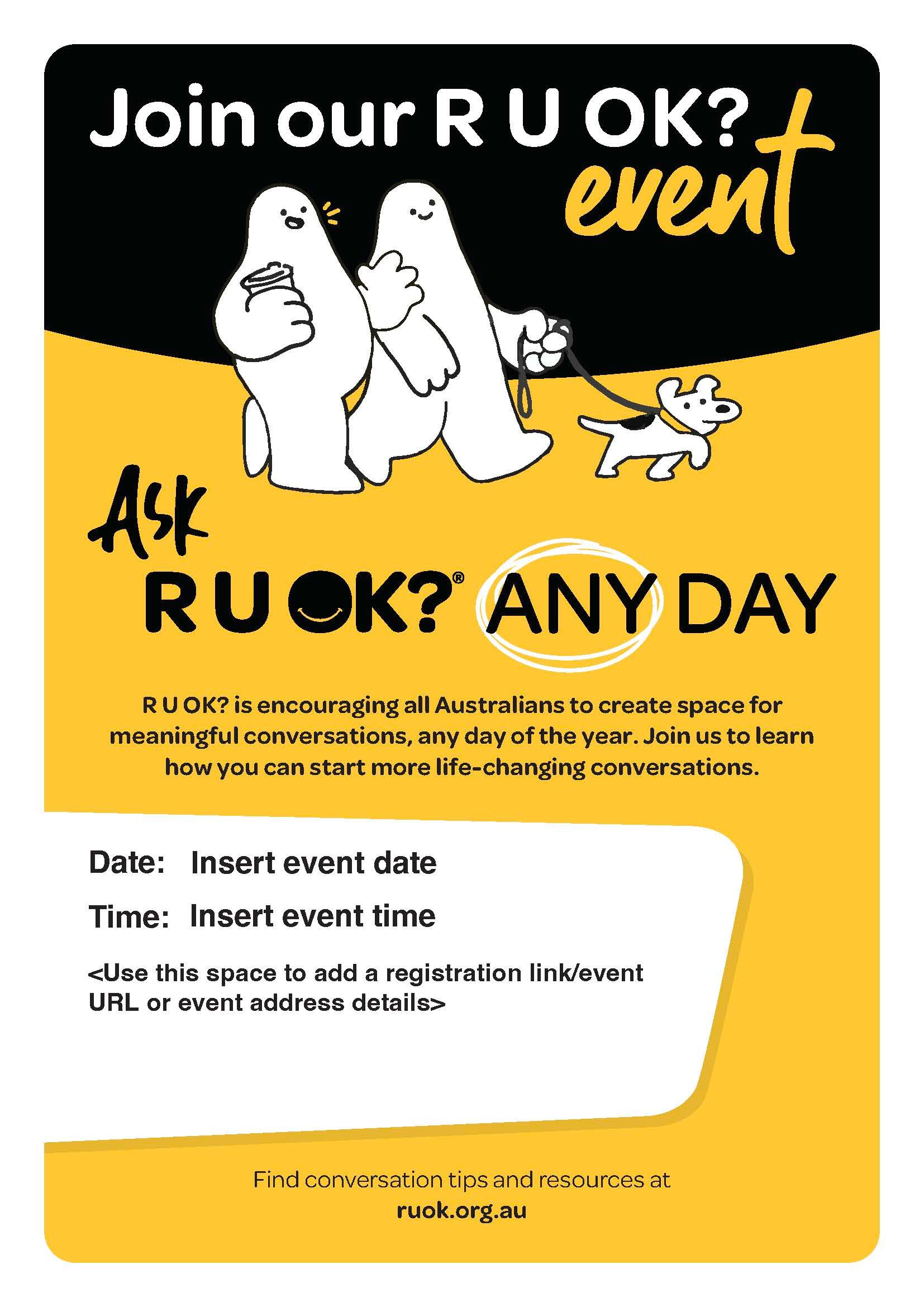 R U OK? editable event poster
