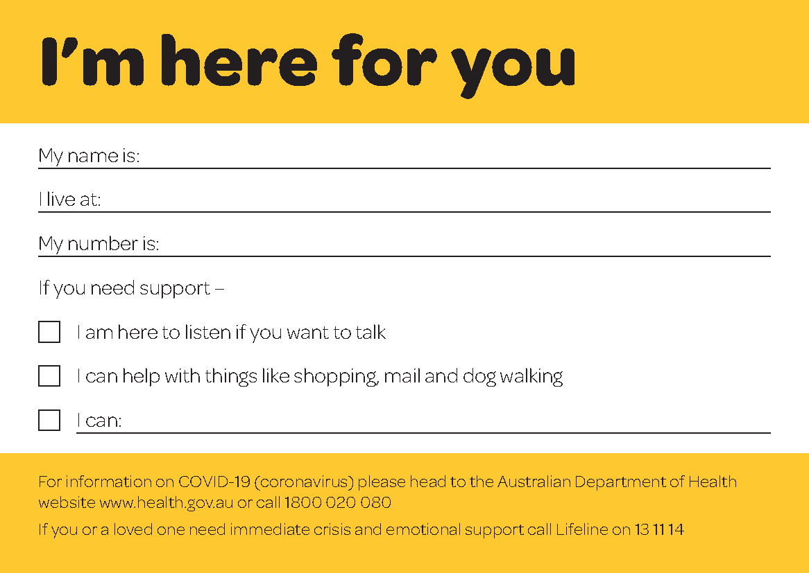 Connection Card: I'm checking in to make sure you're OK