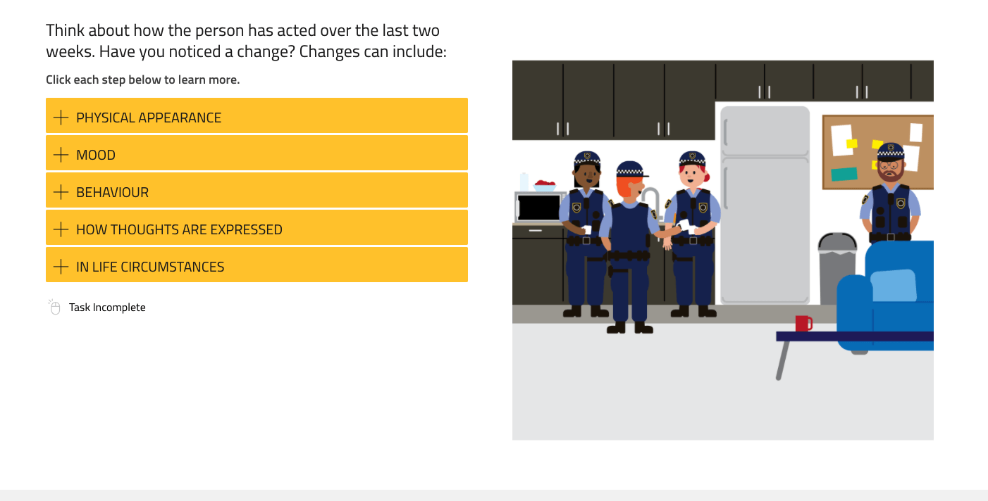animated group of people and multiple choice question test with R U OK? sign