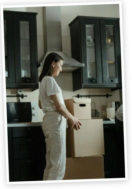 Woman with moving boxes