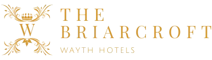 Gold logo for The Briarcroft with ornate floral details and “Wayth Hotels” text