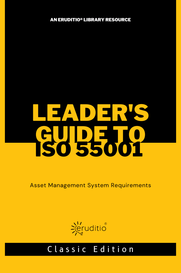 Cover design for ebook titled Leaders Guide to ISO 55001. 