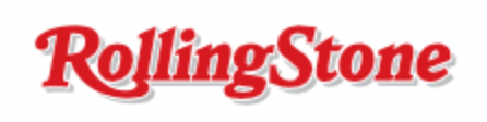 A red rolling stone logo on a white background