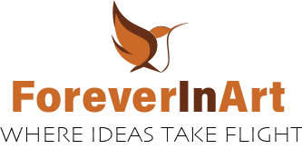 A logo for forever in art where ideas take flight