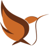 A brown bird with a long beak is flying on a white background