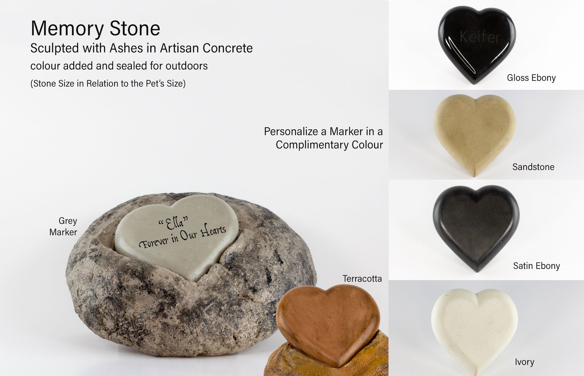 A picture of a rock with a heart in it that says memory stone