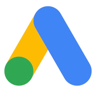 Google Ads-Logo: stilisiertes „A“ in Blau, Gelb, Grün und Weiß.