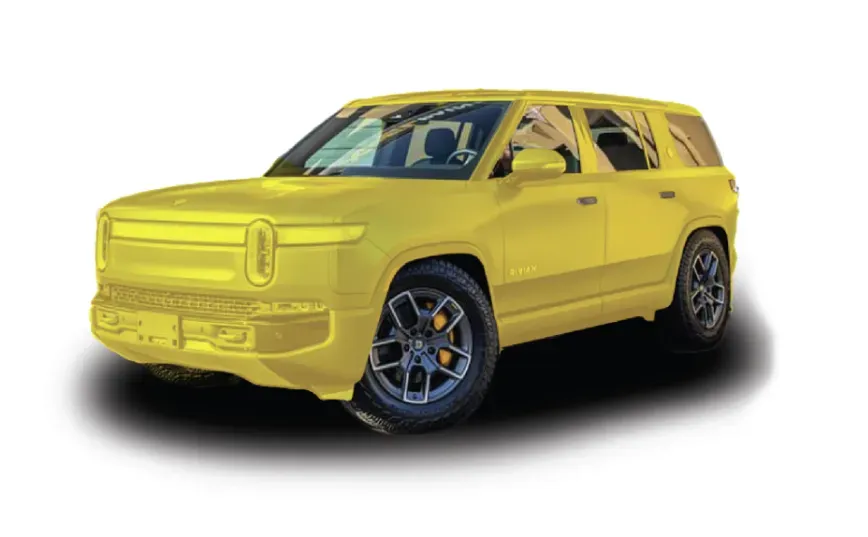 Yellow SUV rendered on a white background, angled front-left view