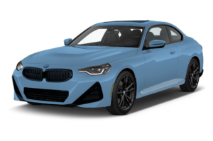 Light blue BMW coupe on a white background