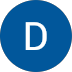 Blue circular icon with a white letter D
