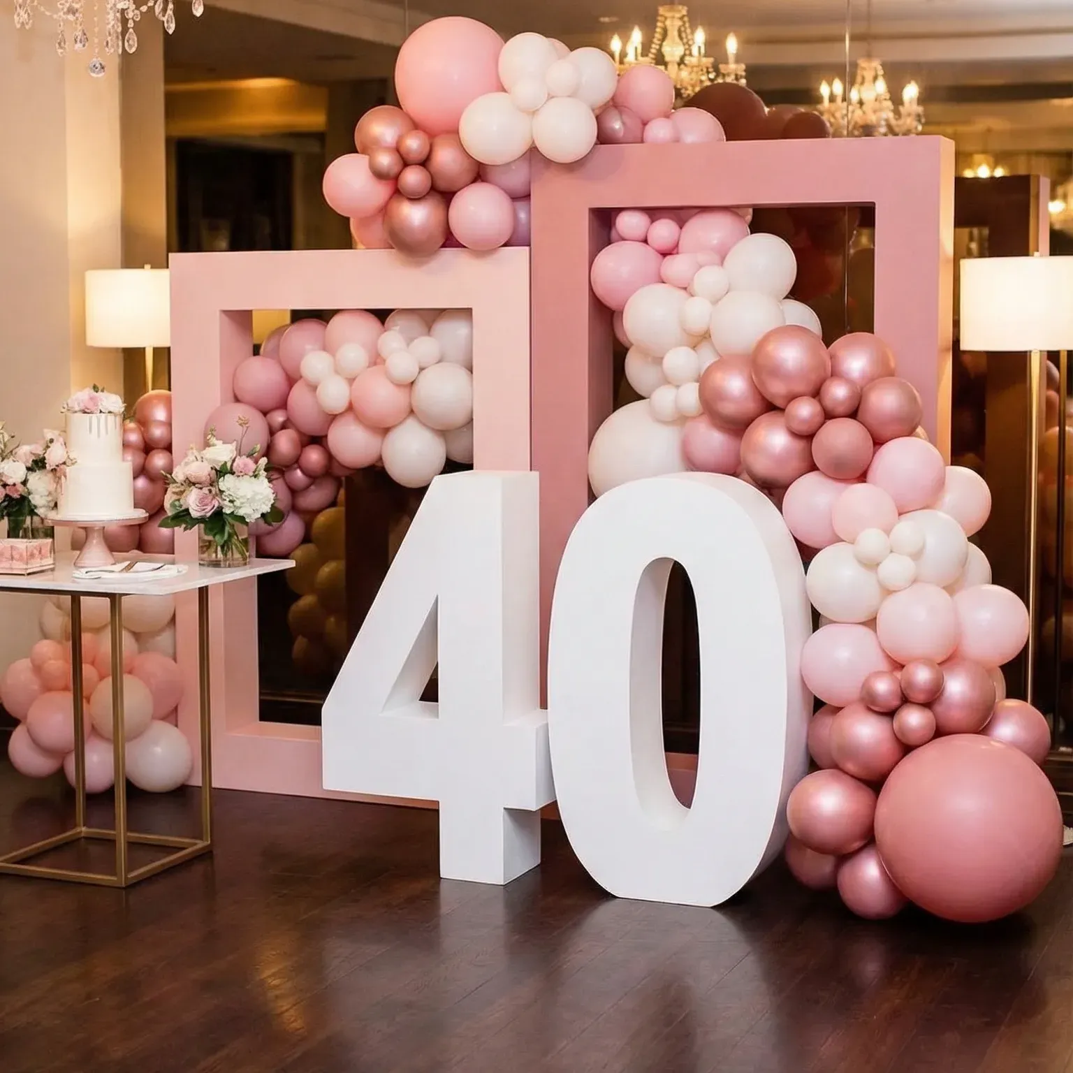 Big marquee numbers with balloon display at a Maryland celebration