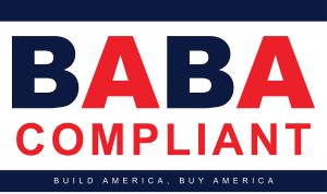 A baba compliant logo that says build america buy america