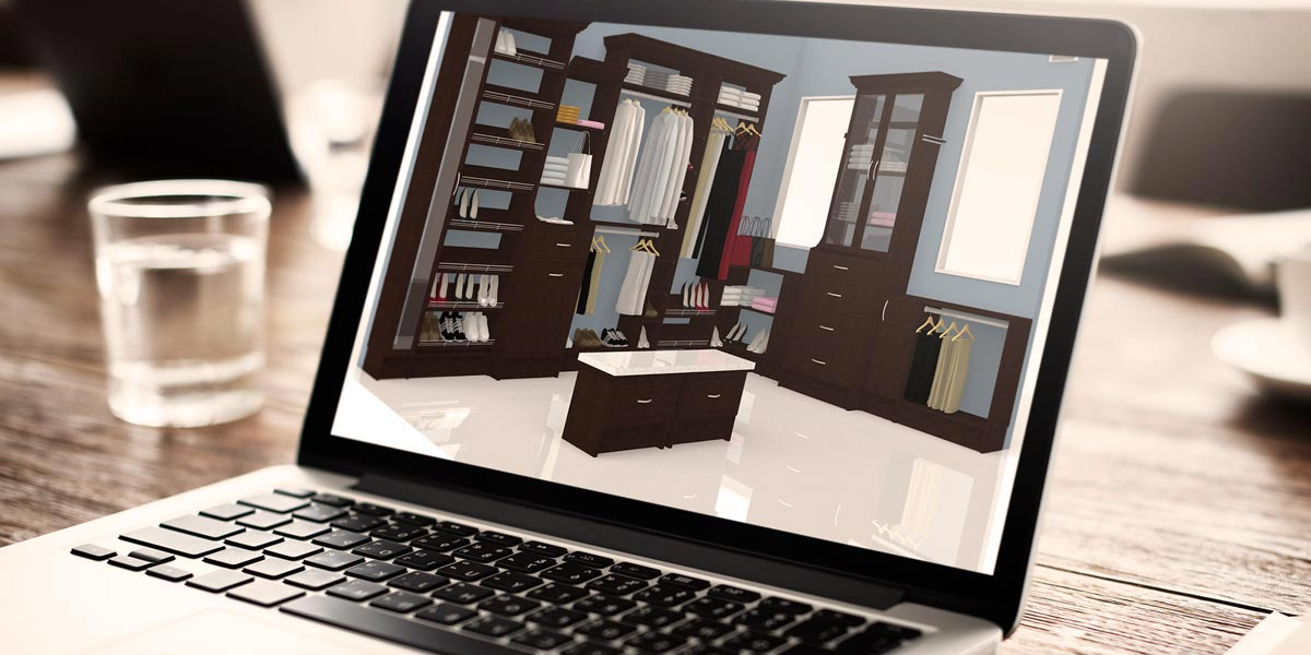 a laptop computer is sitting on a wooden table with a picture of a room on the screen .