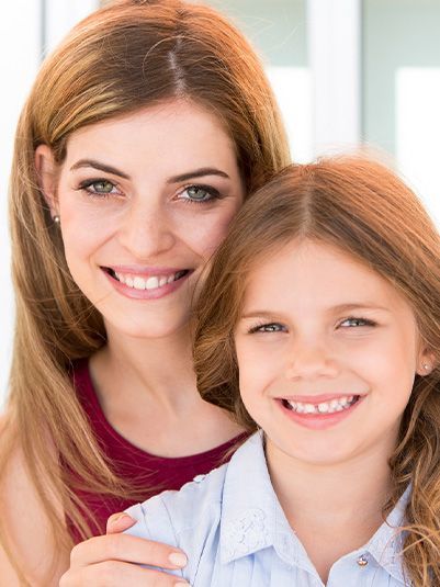 smiling mother and child 