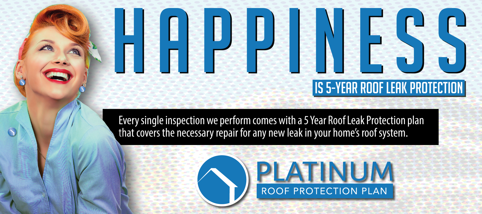 An advertisement for a platinum roof protection plan