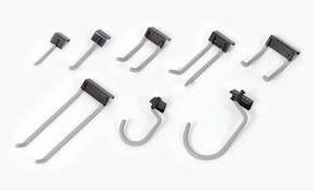 there are many different types of hooks on a white background .