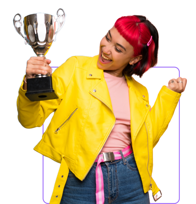 GirlHoldingTrophy cutout graphic