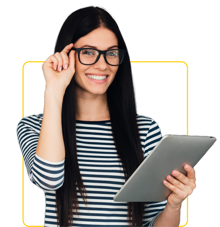 GlassesGirlWithIpad cutout graphic