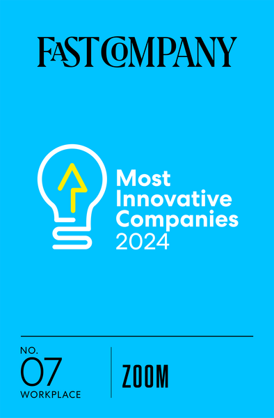Fast Company Most Innovative Companies 2024 cover with lightbulb icon and Zoom logo