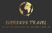 Everbuds Travel logo with gold globe icon and tagline on a dark gray background