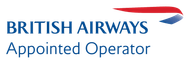 British Airways logo with red and blue swoosh and “Appointed Operator” text