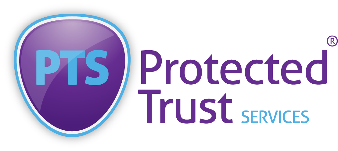 PTS Protected Trust Services logo in purple and blue with shield icon and text