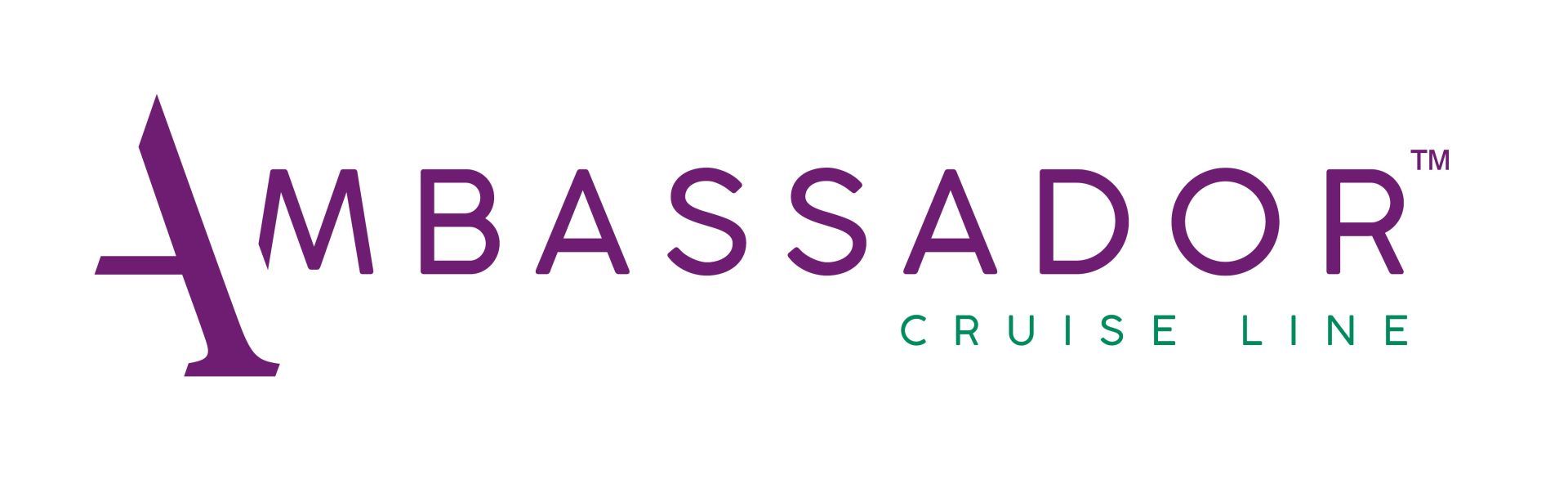 Ambassador Cruise Line logo in purple and green on a white background