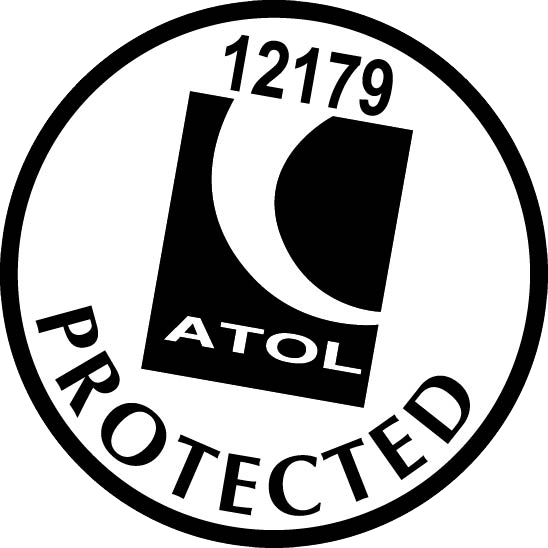 ATOL Protected circular logo with black-and-white design and number 12179