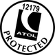 ATOL Protected circular logo with black-and-white design and number 12179