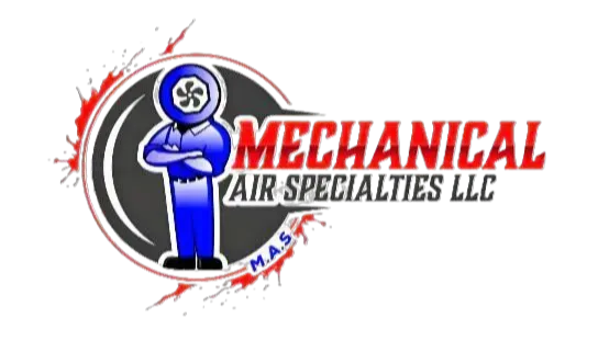 Mechanical Air Specialties LLC logo with blue technician mascot and red-black text