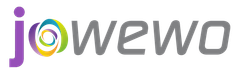 a rainbow colored logo for jowewo on a white background .