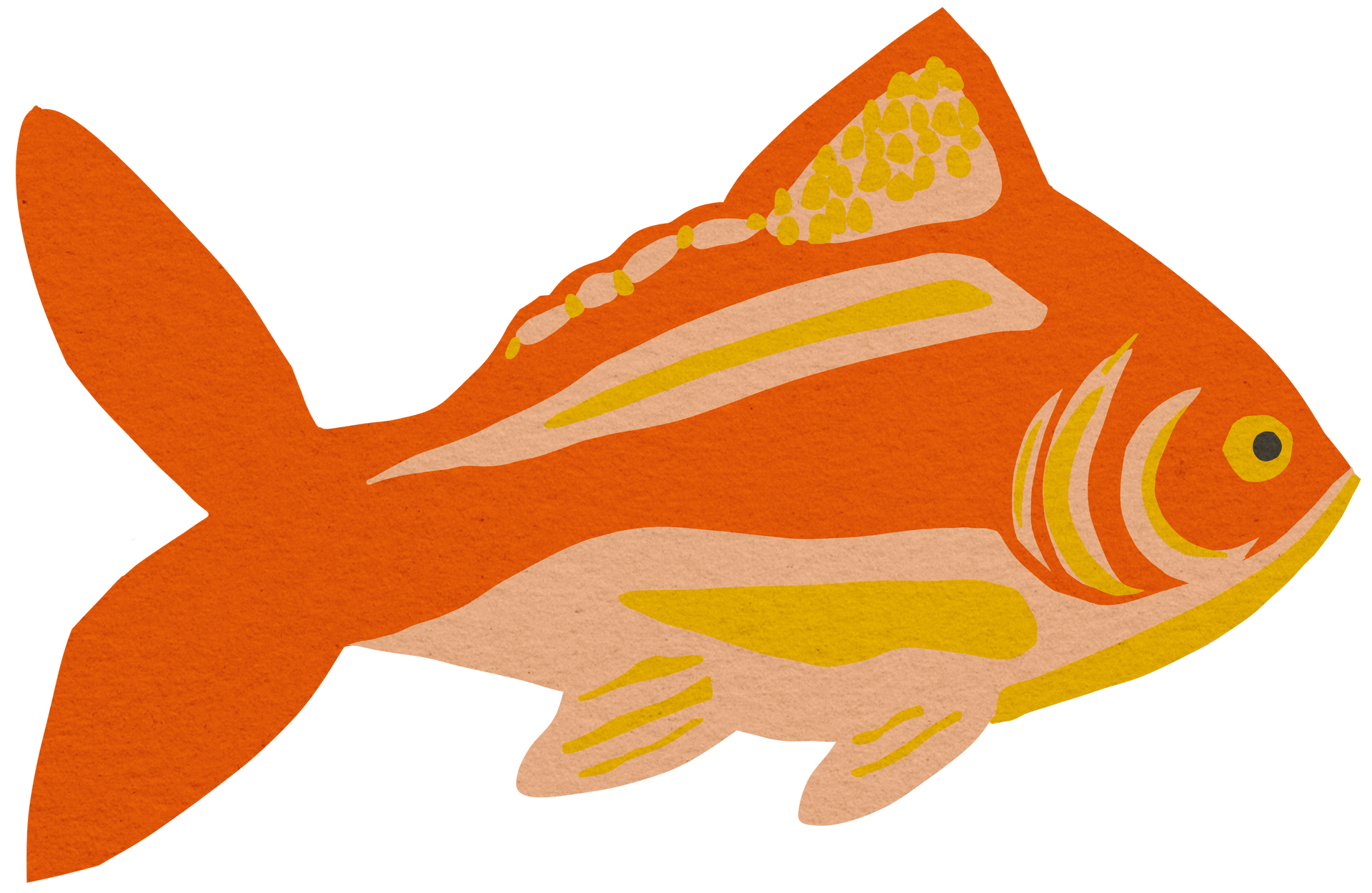 Cut collage graphic of goldfish (decorative)
