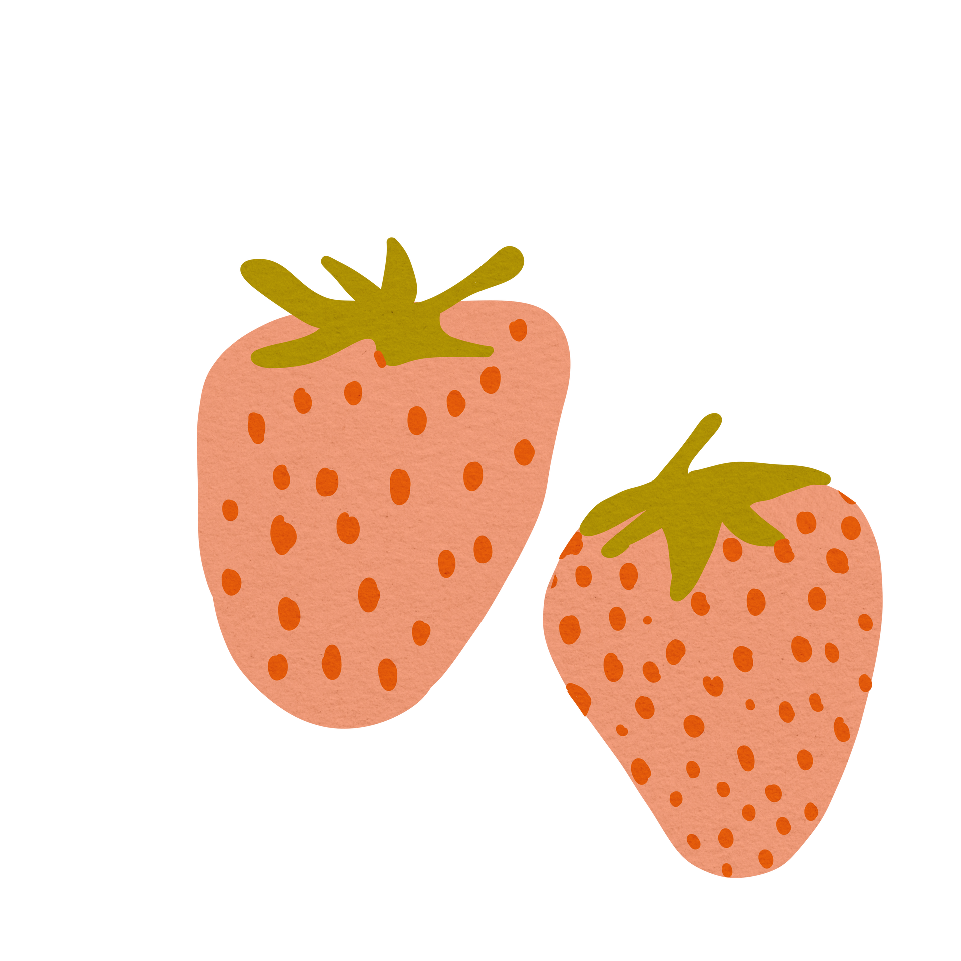 hand-drawn strawberries icon in the style of cut paper (decorative)